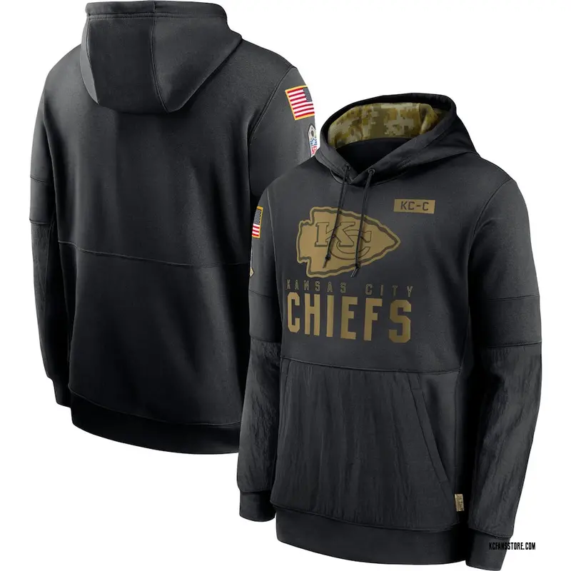 Men's Black Kansas City Chiefs 2020 Salute to Service Sideline Performance Pullover Hoodie